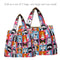 Wrapables Large & Small Foldable Tote Nylon Reusable Grocery Bags, Set of 2: Doggy Sushi