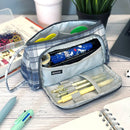 Wrapables Large Capacity Pencil Case, Portable Pencil Pouch for Stationery Office Supplies: Pink & White