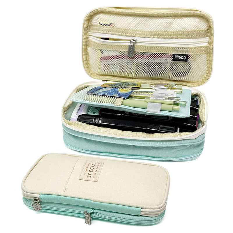 Wrapables Large Capacity Pencil Case Expandable Pencil Pouch: Navy