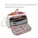 Wrapables Large Capacity Pencil Case, Portable Pencil Pouch for Stationery Office Supplies: Pink & White
