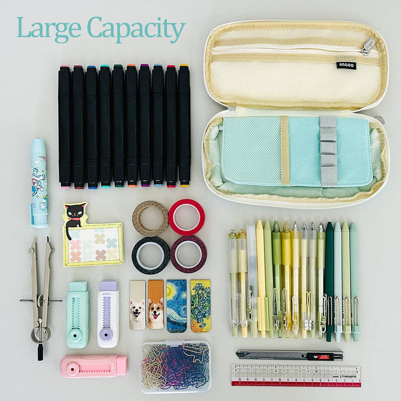 Wrapables Large Capacity Pencil Case Expandable Pencil Pouch: Navy