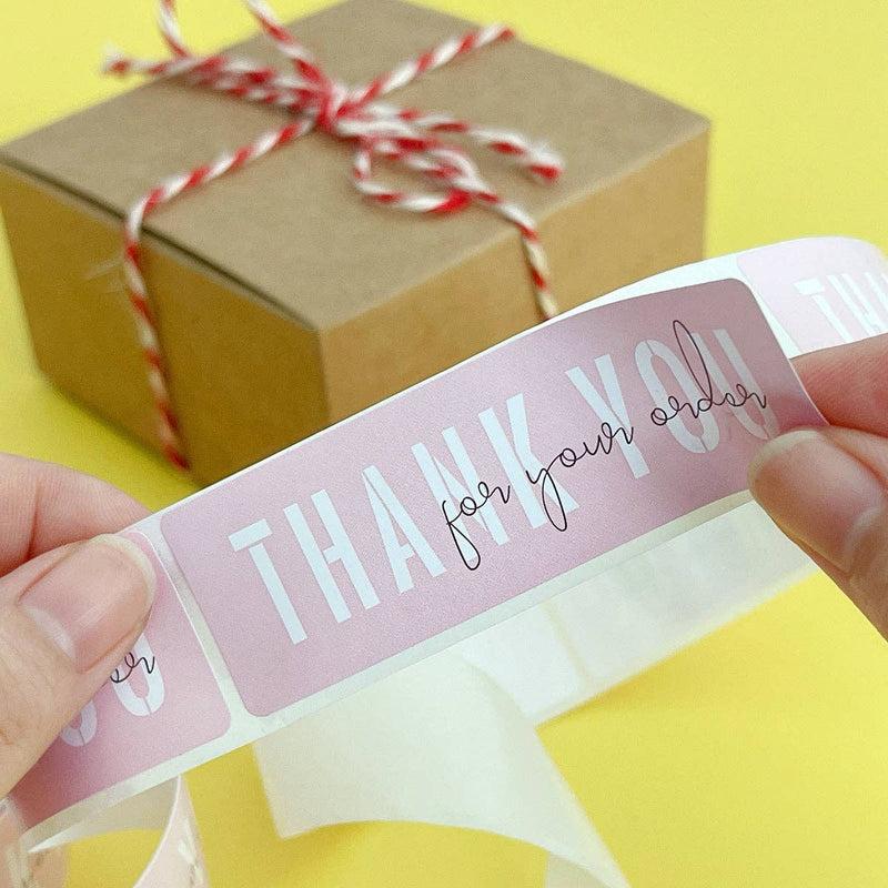 Wrapables 3" x 1" Small Business Thank You Stickers Roll: Blush (120 stickers)