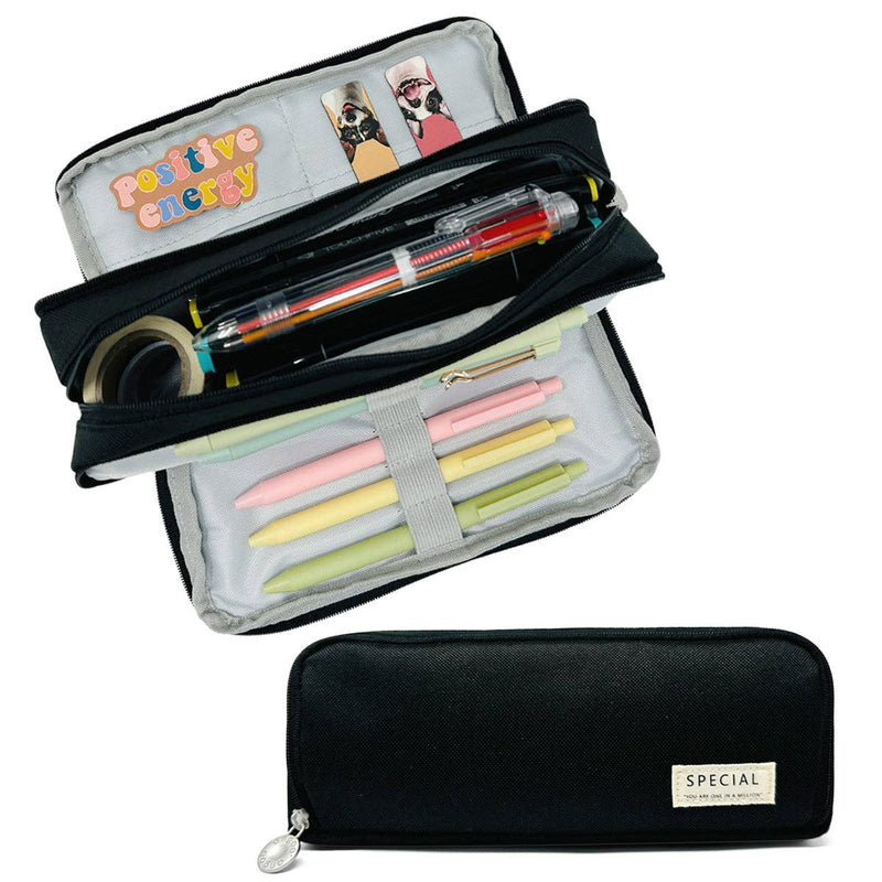 Wrapables Large Capacity Pencil Case, 3 Compartment Pouch: Macarons