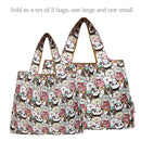 Wrapables Large & Small Foldable Tote Nylon Reusable Grocery Bags, Set of 2: Doggy Sushi