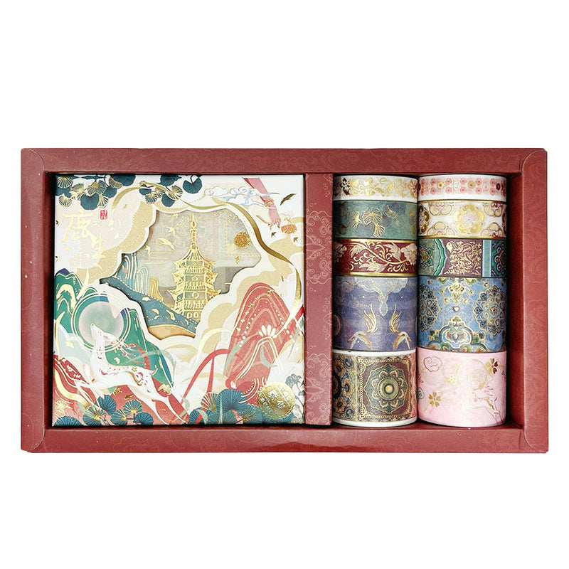 Wrapables Decorative Gold Foil Washi Tape and Sticker Set: Deer Song