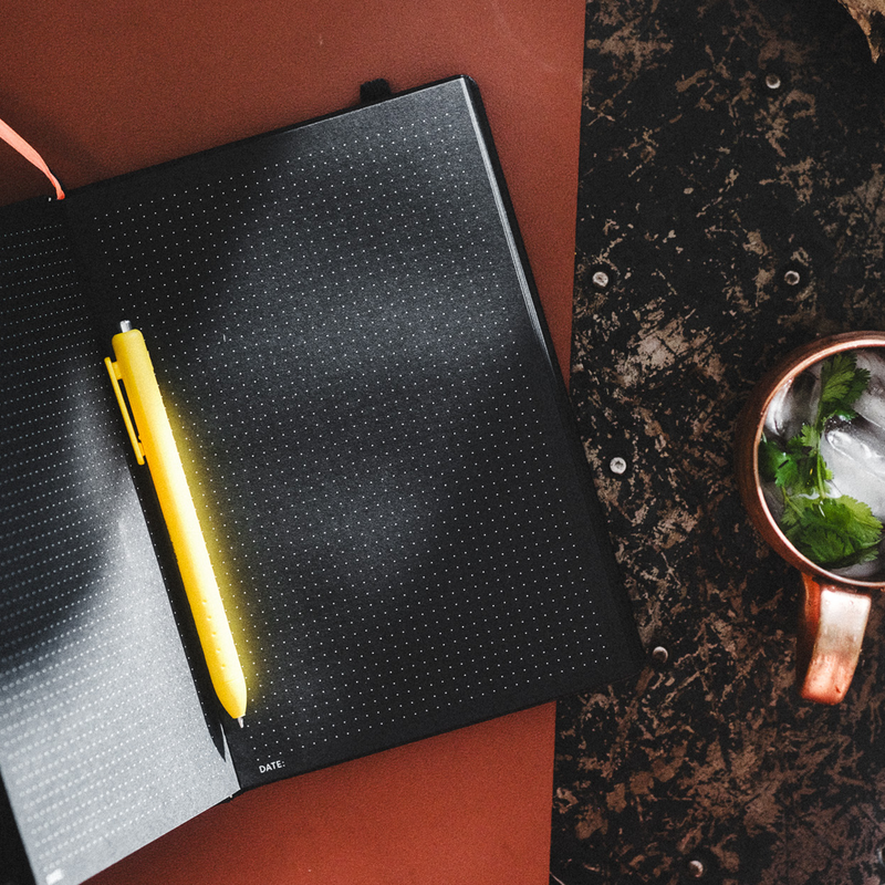 Pitch Black Dotted Journal | All Black Paper Notebook: A5