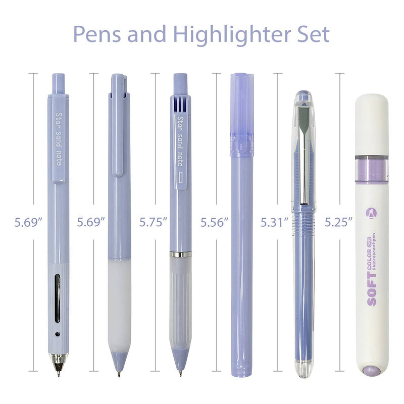 Wrapables 5 Gel Pens + 1 Highlighter Writing Set: Purple