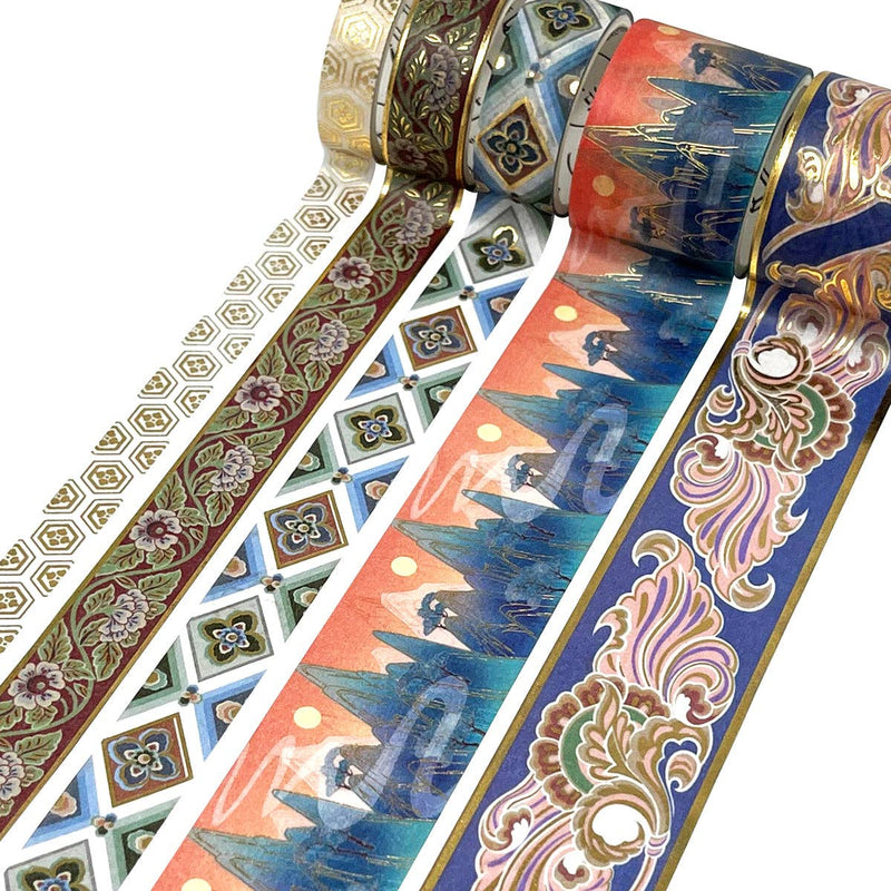 Wrapables Decorative Gold Foil Washi Tape and Sticker Set: Deer Song