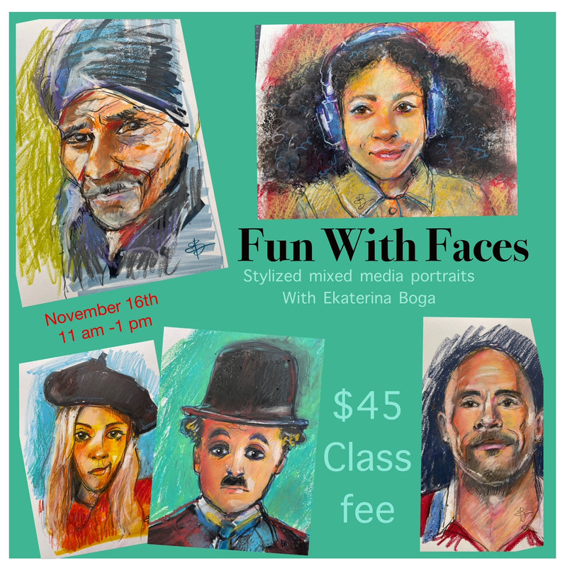 11.16.2024 Fun with Faces: Stylized Mixed Media Portraits