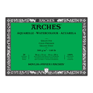 Arches Watercolor Block Natural White 140lb Cold Press 14”x20” 20sh
