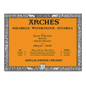 Arches Watercolor Block Natural White 140lb Rough Press 9"x12" 20sh