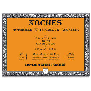 Arches Watercolor Block Natural White 140lb Rough Press 10”x14” 20sh