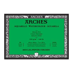 Arches Watercolor Block Natural White 140lb Cold Press 7”x10” 20sh