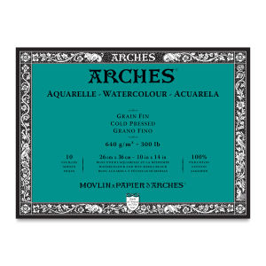 Arches Watercolor Block Natural White 300lb Cold Press 10”x14” 10sh