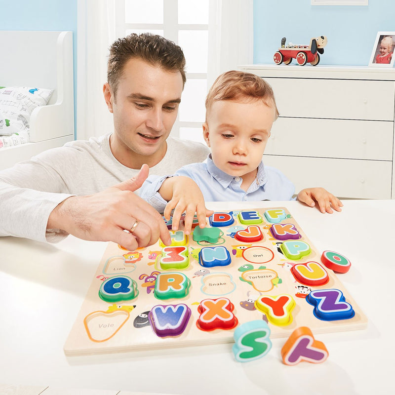 TOP BRIGHT Toys Animals & Alphabet Puzzle Wood father and son playing