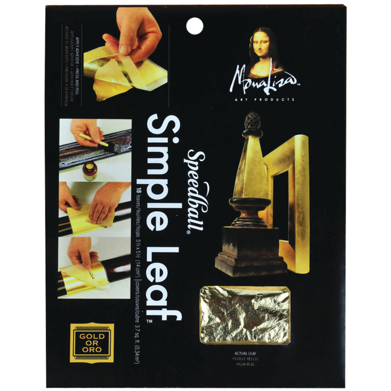 Speedball Mona Lisa Simple Leaf Metal Sheets Gold 18pk package front