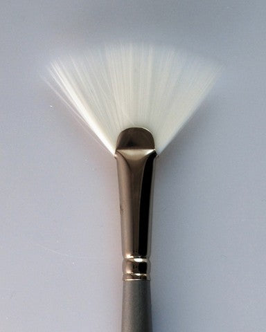 Silverwhite White Synthetic Fan Brush Short Handle