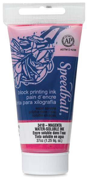 Speedball Water-Soluble Block Printing Ink Magenta 1.25oz Tube front