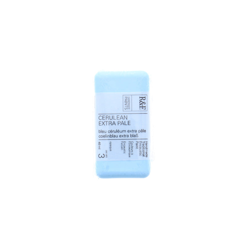 R&F Encaustic Paint Cake Cerulean Blue Extra Pale 40ml Series 3