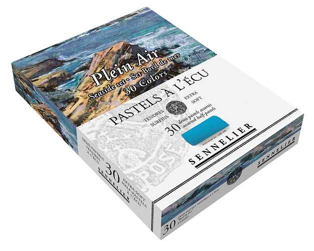 Sennelier Soft Pastels Set Plein Air Seaside Assorted Colors 30pk front and side of box