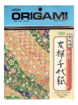 Aitoh Origami Paper 5 7/8 in. X 5 7/8 in. Yuzen Chiyogami Washi 5 Sheets