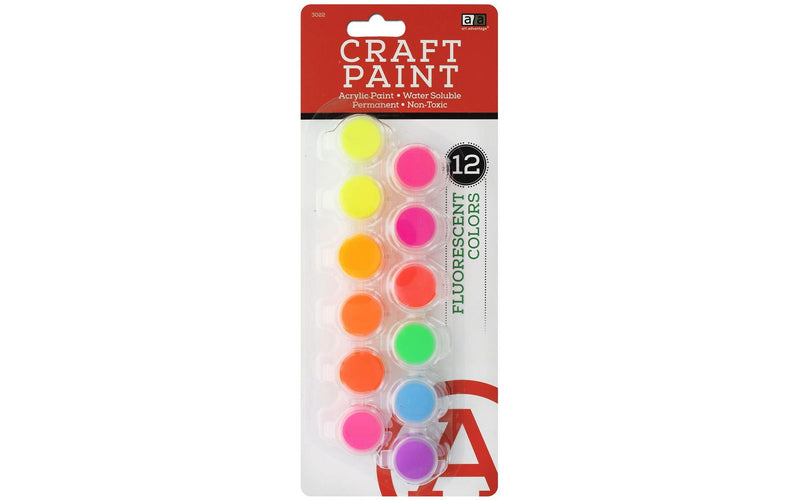 Art Advantage Acrylic Paint Pot Fluorescent 12pc - Nevada Fine Arts