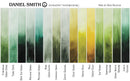 Daniel Smith Extra Fine Watercolors greens & golds side by side color swatch