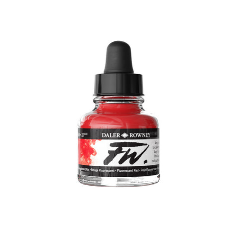 Daler Rowney FW Acrylic Ink Fluorescent Red 1oz - Nevada Fine Arts