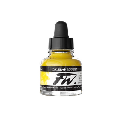 Daler Rowney FW Liquid Acrylic Ink Fluorescent Yellow 1oz - Nevada Fine Arts