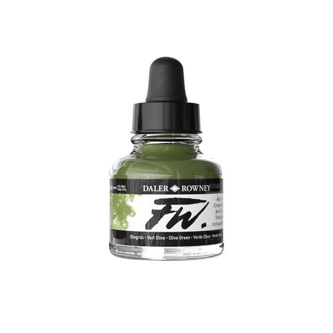 Daler Rowney FW Liquid Acrylic Ink Olive Green 1oz - Nevada Fine Arts