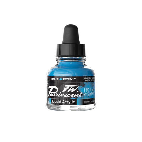 Daler Rowney FW Pearlescent Liquid Acrylic Ink Galactic Blue 1oz - Nevada Fine Arts