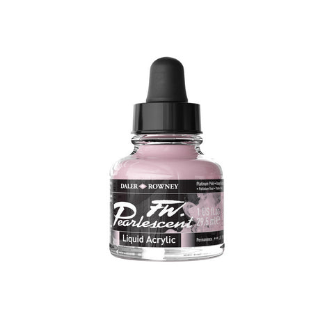 Daler Rowney FW Pearlescent Liquid Acrylic Ink Platinum Pink 1oz - Nevada Fine Arts