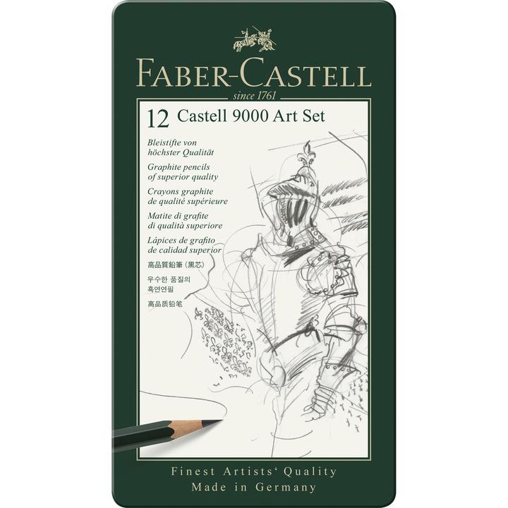 Faber-Castell Castell 9000 Graphite Pencil Art Set 8B-2H 12pc Tin - Nevada Fine Arts
