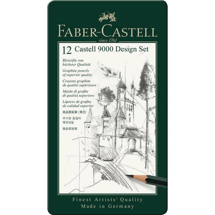 Faber-Castell Castell 9000 Graphite Pencil Design Set 12pc - Nevada Fine Arts