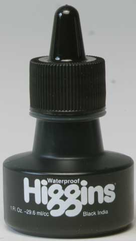 Higgins Pigmented Waterproof Drawing Ink Black India 1oz - Nevada Fine Arts