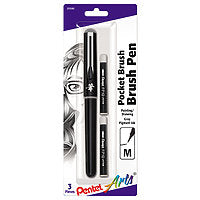 Pentel Pocket Medium Brush Pen Gray w/ Refills