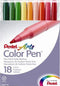 Pentel Arts Color Pen Set Assorted Colors 18pc - Nevada Fine Arts