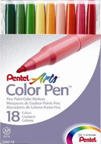 Pentel Arts Color Pen Set Assorted Colors 18pc - Nevada Fine Arts