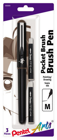 Pentel Pocket Brush Pen Sepia w/ Refills