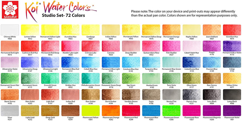 Sakura Koi Water Colors Studio Set Assorted Colors 72pc - Nevada Fine Arts