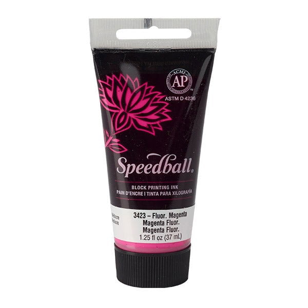Speedball Fluorescent Magenta Water-Soluble Block Printing Ink 1.25oz Tube - Nevada Fine Arts