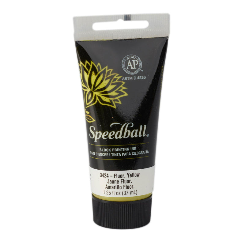 Speedball Fluorescent Yellow Water-Soluble Block Printing Ink 1.25oz Tube - Nevada Fine Arts