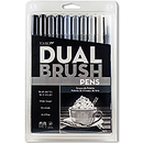 Tombow Dual Brush Pen Set Grayscale 10pk - Nevada Fine Arts