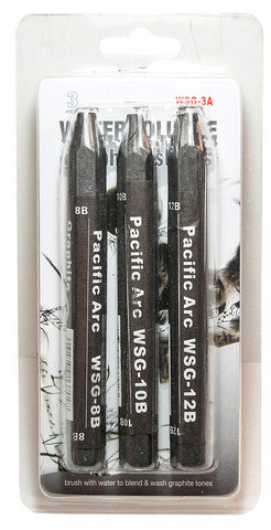 Pacific Arc Jumbo Water Soluble Graphite Stick Set Soft 3pk