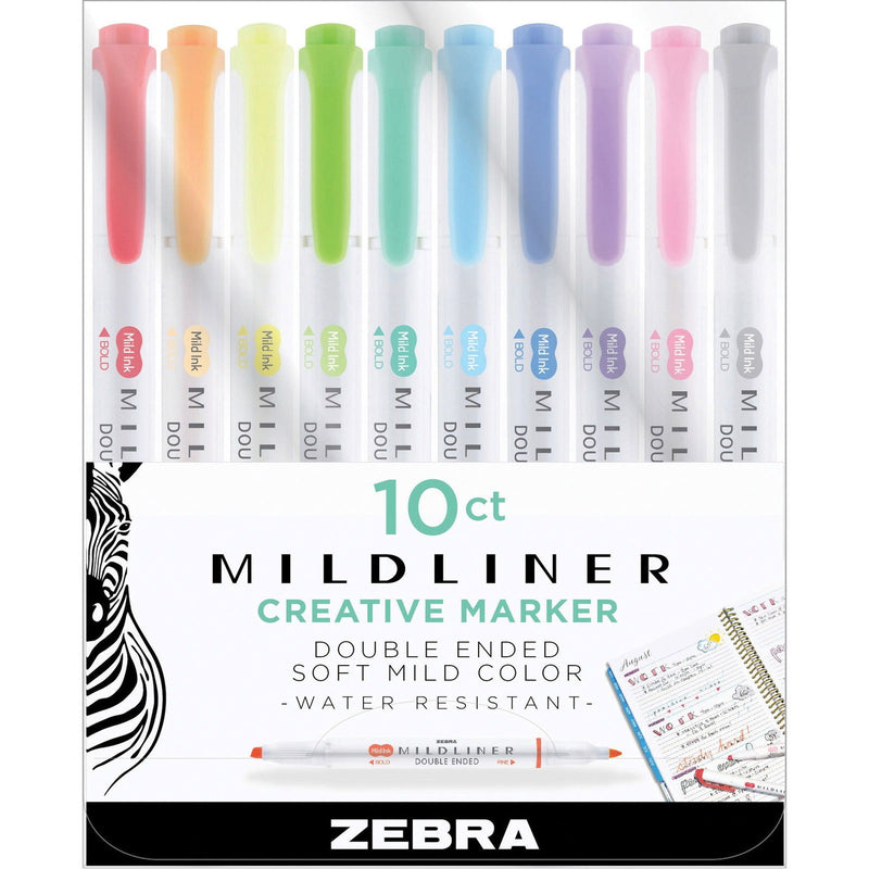 Zebra Midliner Ast. Colors 10pc set - Nevada Fine Arts