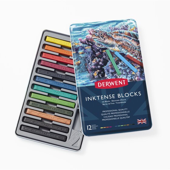Derwent Inktense Blocks, 12-Color Tin Set