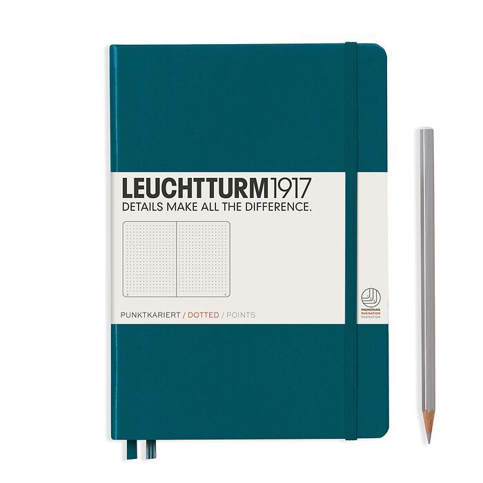 Leuchtturm1917 Notebook Medium (A5) Hardcover, 251 numbered pages, dotted, Pacific