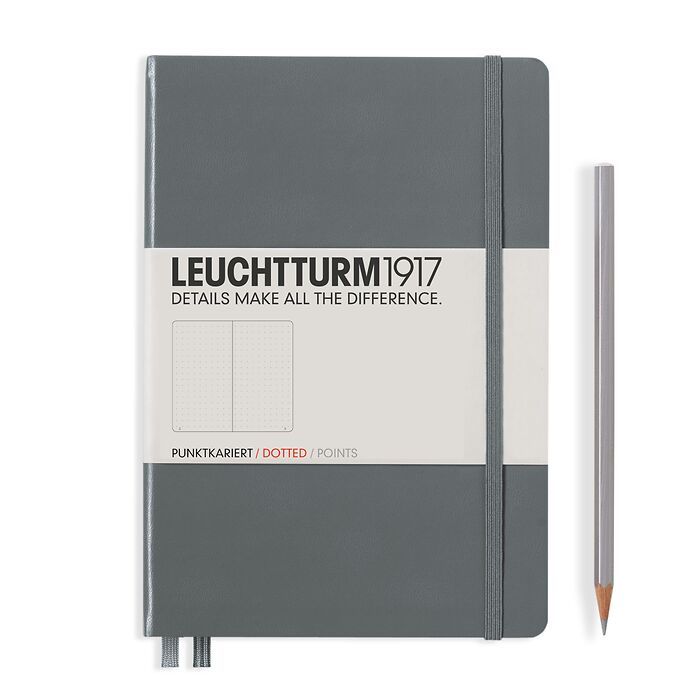 Leuchtturm1917 Notebook Medium (A5) Hardcover, 251 numbered pages, dotted, Anthracite