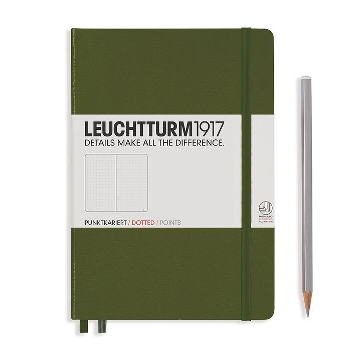 Leuchtturm1917 Notebook Medium (A5) Hardcover, 251 numbered pages, dotted, Army