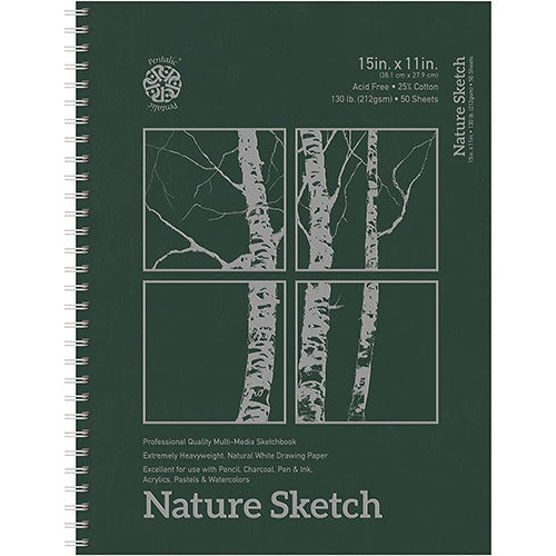 Pentalic Multi-Media Nature Sketch Book 11"x15" 50 sht 130lb